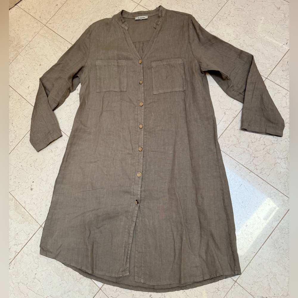 Italian Linen shirt dress.  Medium/ large.  8-10 size